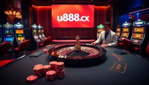 Play thrilling games at u888.cx with high-stake poker chips and an engaging casino atmosphere.