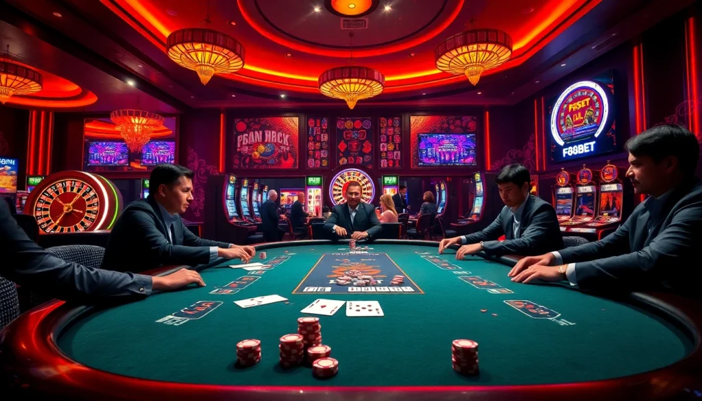 Engaged players experiencing the excitement of F88BET casino games.