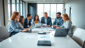 Engaging view of an expert accounting firm in Abu Dhabi team's financial strategy session.