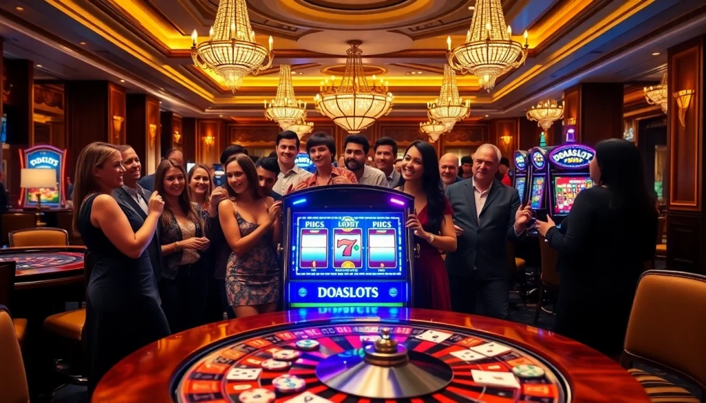 Experience the excitement of a doaslot slot machine in a vibrant casino atmosphere.