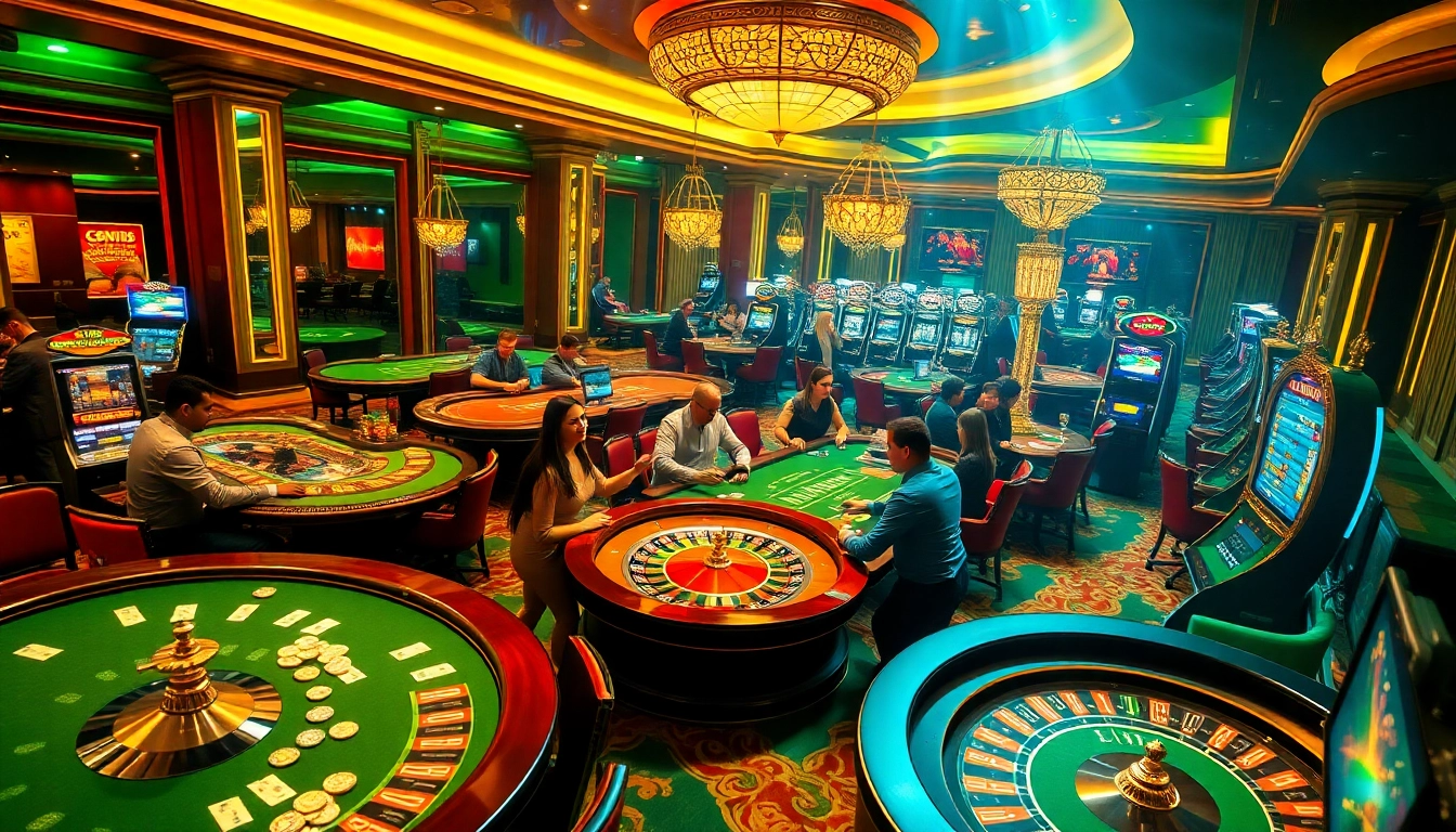 Experience the excitement of 68VIP with players enjoying poker, roulette, and vibrant casino visuals.