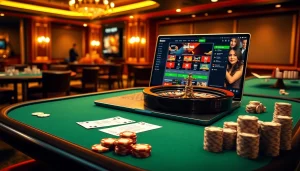 Win big at https://tobet88bet.com/ with an exhilarating online casino scene featuring vibrant poker tables and roulette wheels.