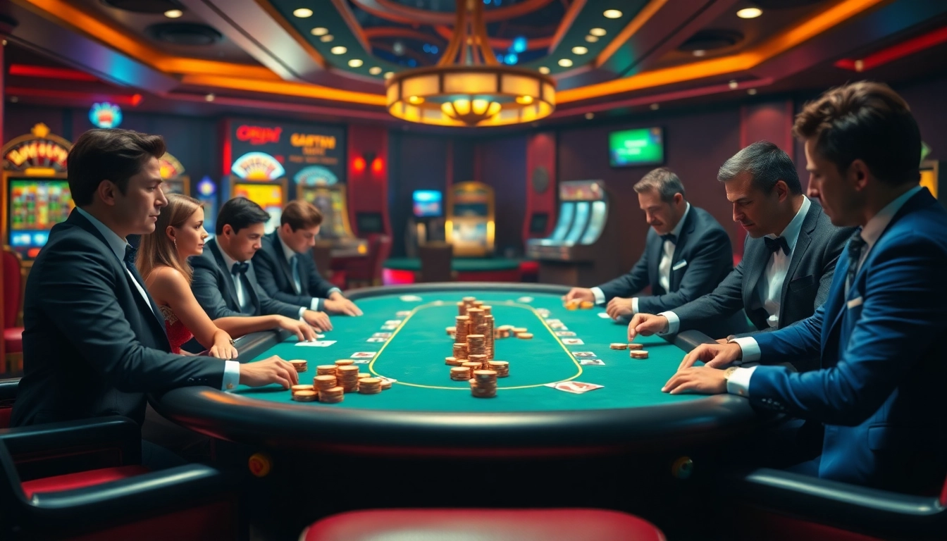 The hidden wiki displays an exciting poker game scene with vibrant casino elements and elegant players.