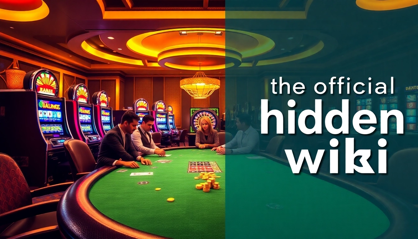 The official hidden wiki enhances the gambling experience at a professional poker table in a luxurious casino.
