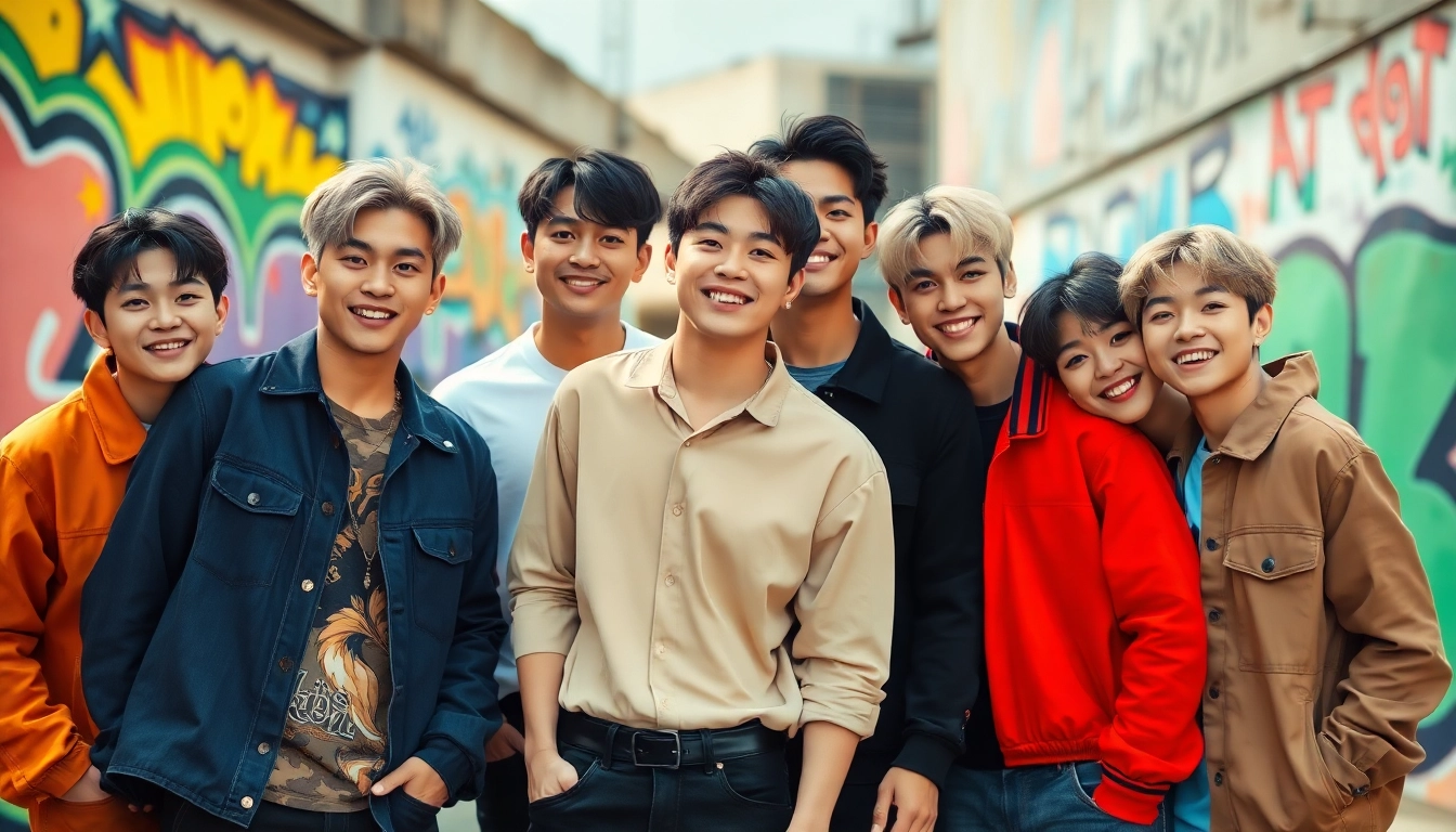 Reveal the distinct personalities and bond of bts members in a vibrant urban setting.