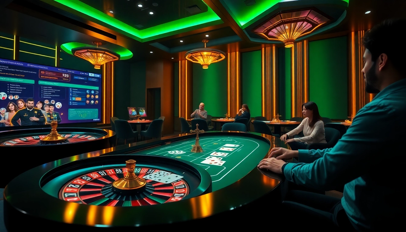 Experience the thrill of online gambling at https://789bet.tours/ with a vibrant digital casino scene showcasing roulette and poker.