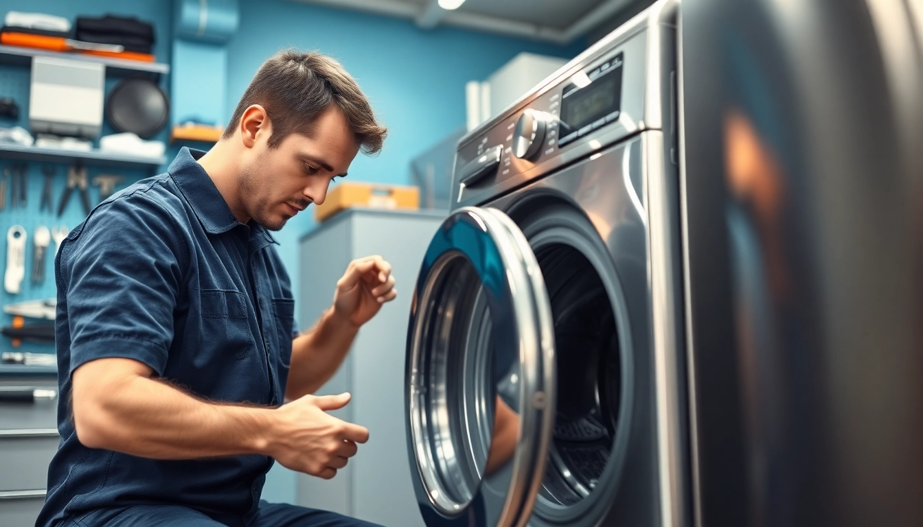 Technician performing appliance repair ottawa service in a well-lit workshop setting.