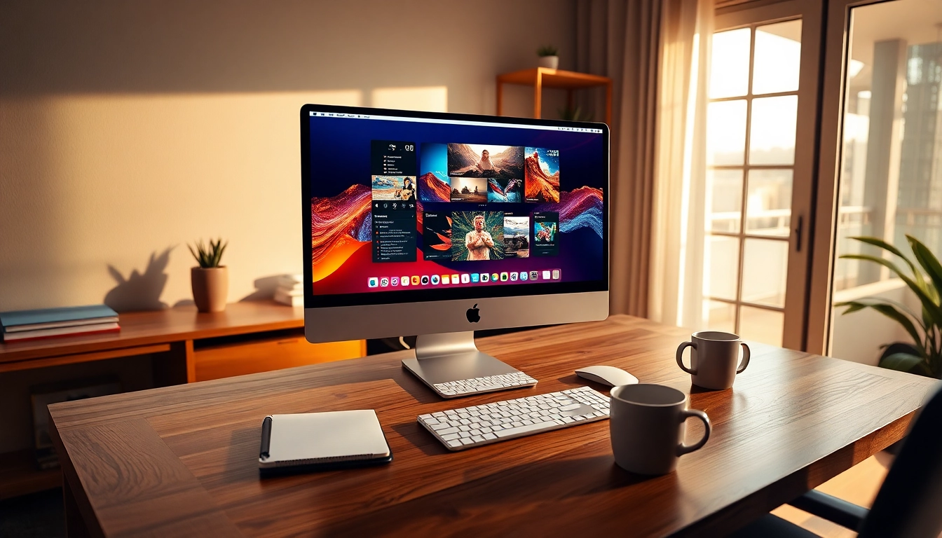 Potente Mac Mini M2 en un elegante escritorio de madera, mostrando excelencia tecnológica.