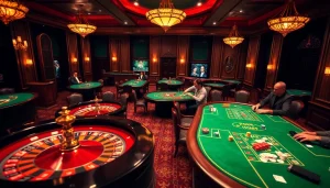 Experience topclub excitement with players strategizing at a lively casino table.