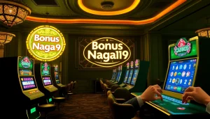 Engage with Bonus Naga169 at an upscale online casino featuring vibrant slot machines and dynamic betting interfaces.