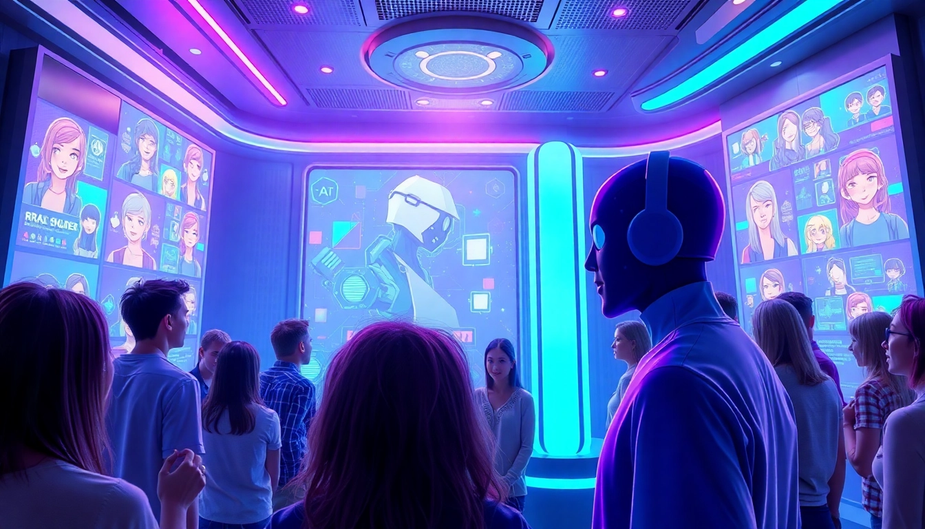 Engaging scene illustrating NSFW character AI interactions in a futuristic digital space.