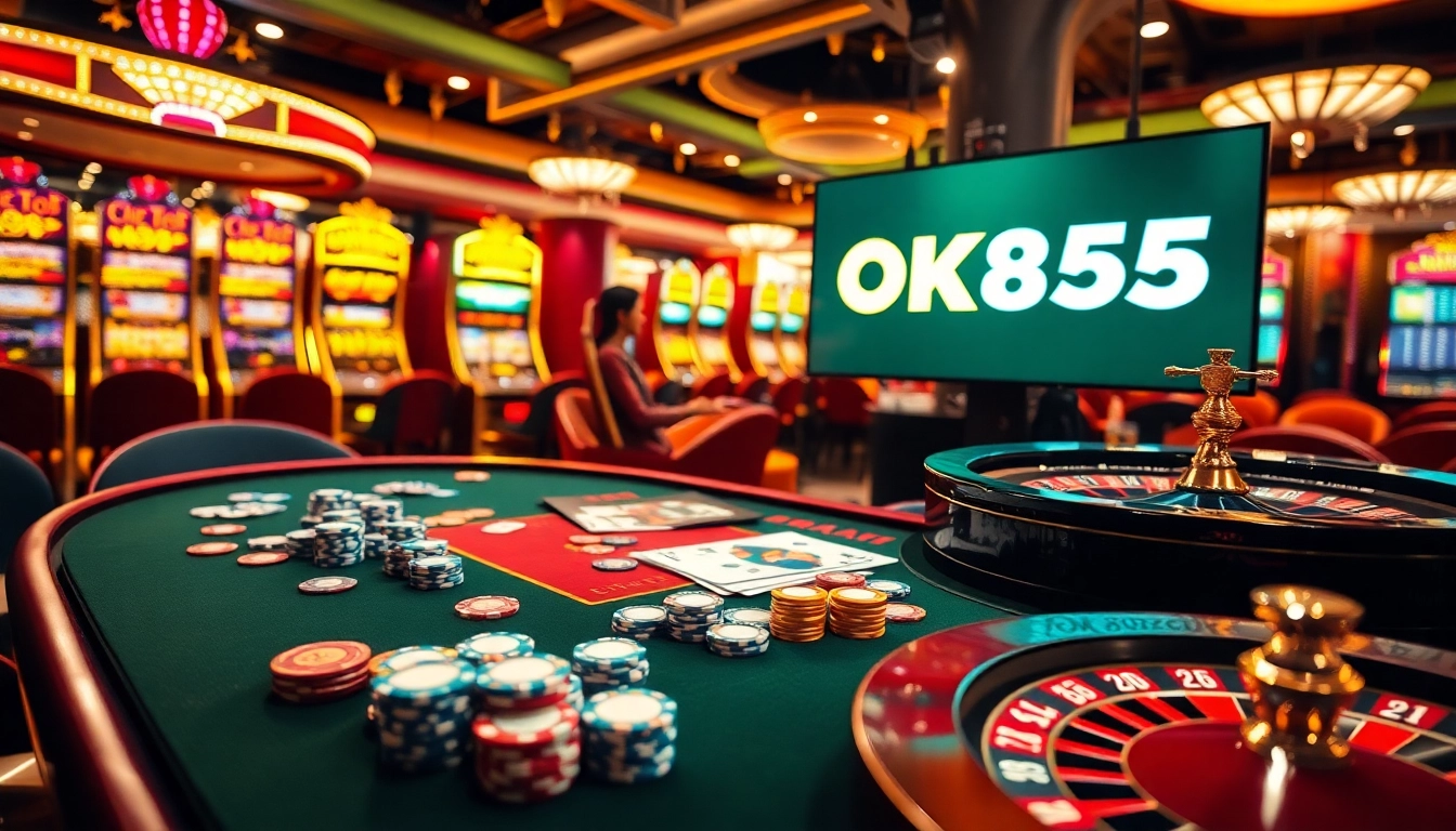 Playing at OK365 casino with vibrant tables and exciting slot machines.