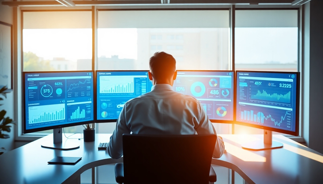 avral.net 관련 금융 분석가가 현대적인 사무실에서 작업하는 모습