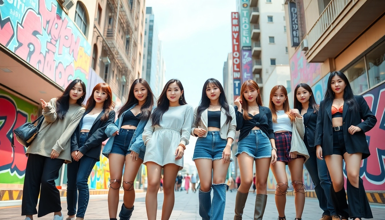 Engaging image of the blackpink members showcasing their unique styles in a vibrant urban setting.