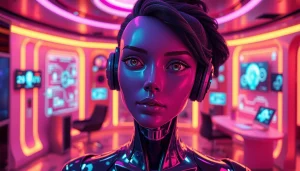 NSFW AI character in a futuristic virtual environment showcasing immersive interaction.