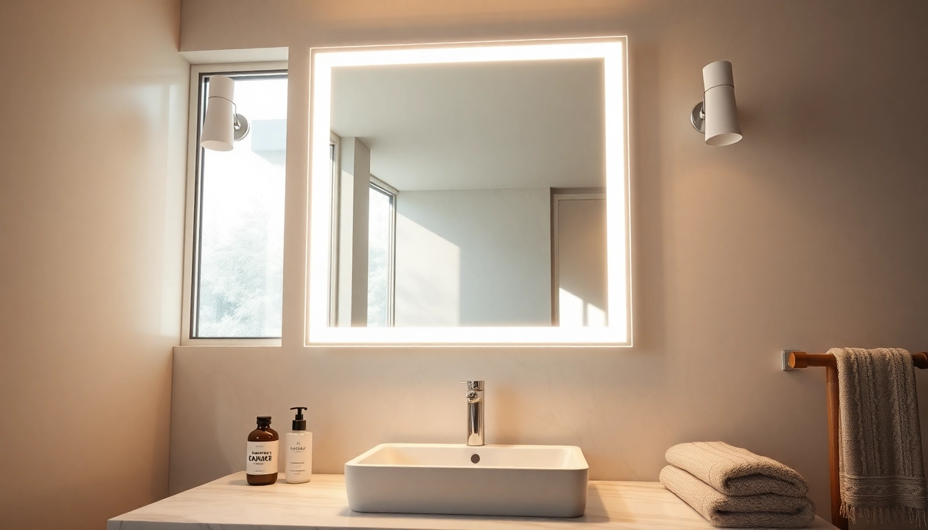 Illuminate your space with a stylish bathroom mirror with led light reflecting modern design elements.