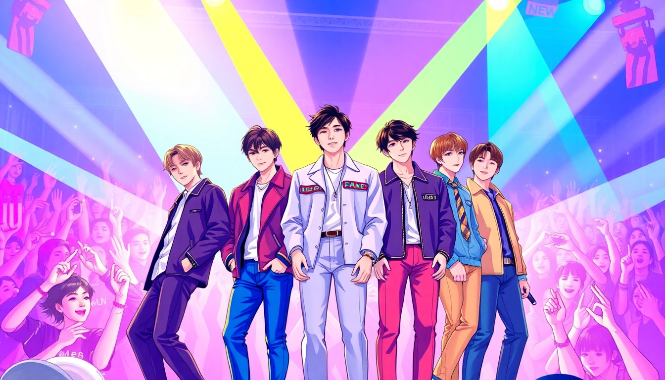 BTS members showcase their unique personalities in a vibrant concert illustration, highlighting their unity.