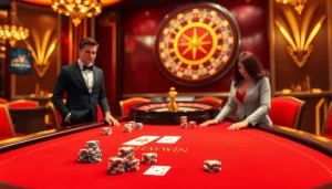 Experience thrilling gameplay at a Haywin-themed casino table with vibrant poker chips and cards.