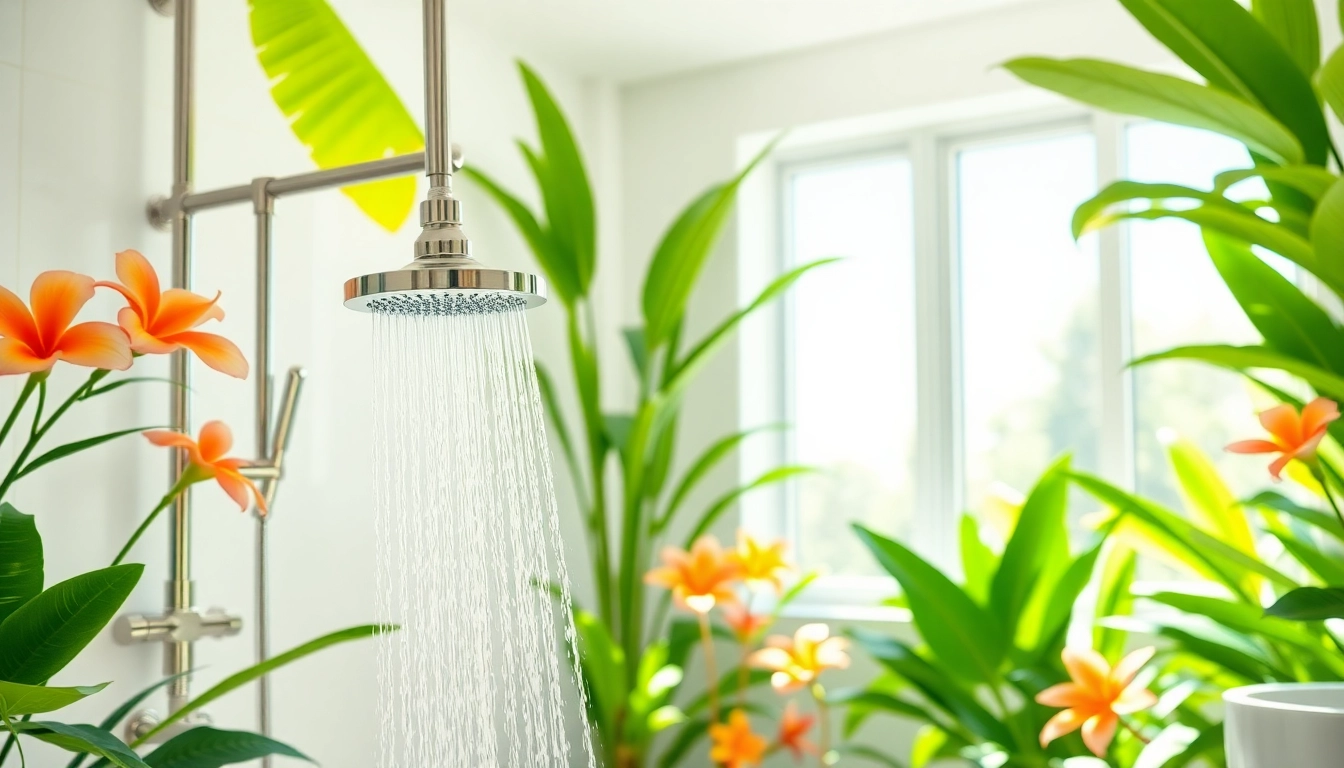 Experience a refreshing sunny shower with elegant design and natural ambiance.