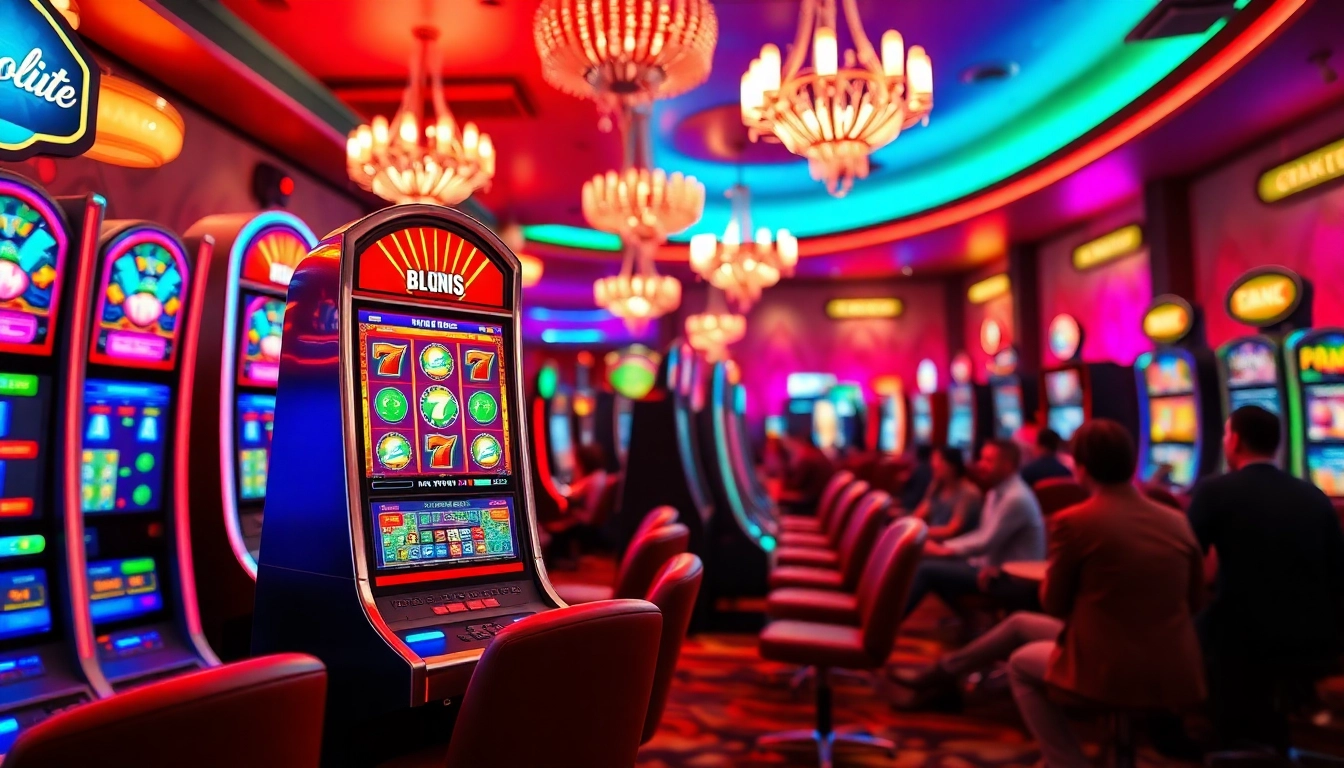 Memenangkan pengalaman slot depo 1k dengan mesin slot yang berkilau dan suasana penuh semangat.