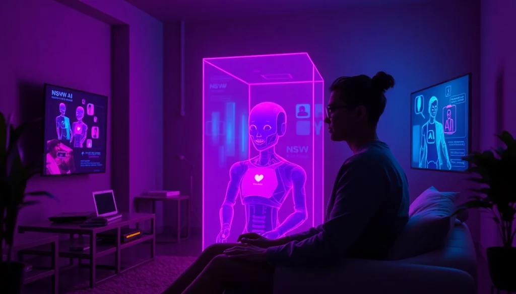 Engaging NSFW AI interaction in a futuristic digital environment.