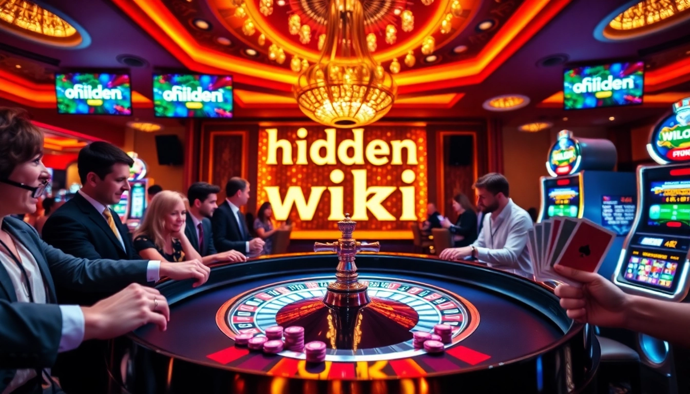 Engaging casino atmosphere featuring roulette and poker chips on a table with hidden wiki official elements.