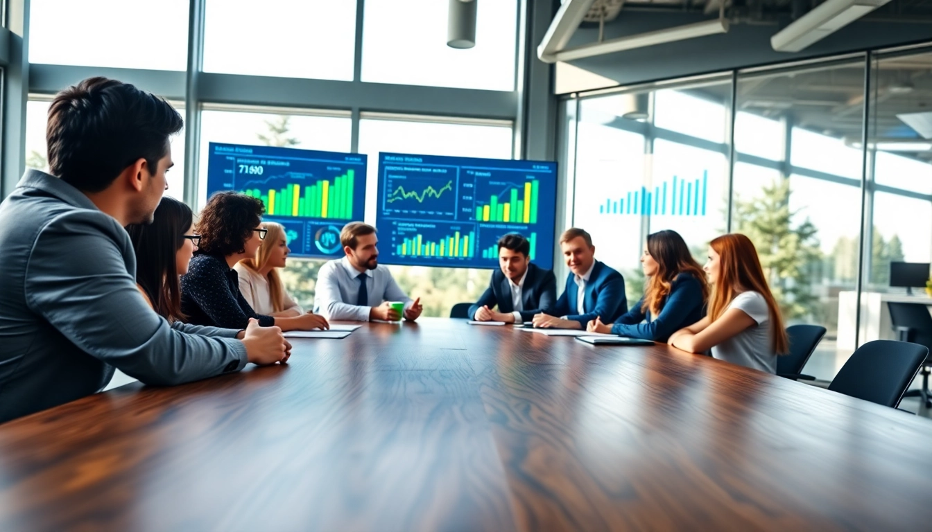 Visualizing growth strategy trends through a collaborative business meeting.