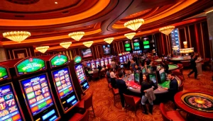 Experience the thrill of playing slot pulsa at a vibrant casino with exciting machines and eager players.