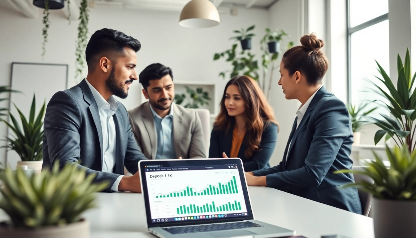 Diskusikan strategi untuk deposit 1k dengan tim profesional dalam suasana kantor