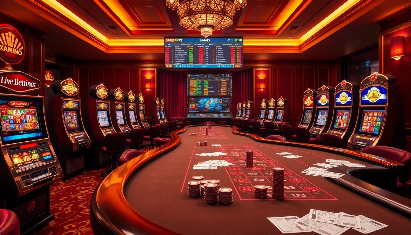 Experience high-stakes gambling at https://okwin68.net/ with luxury casino tables and vibrant slot machines.