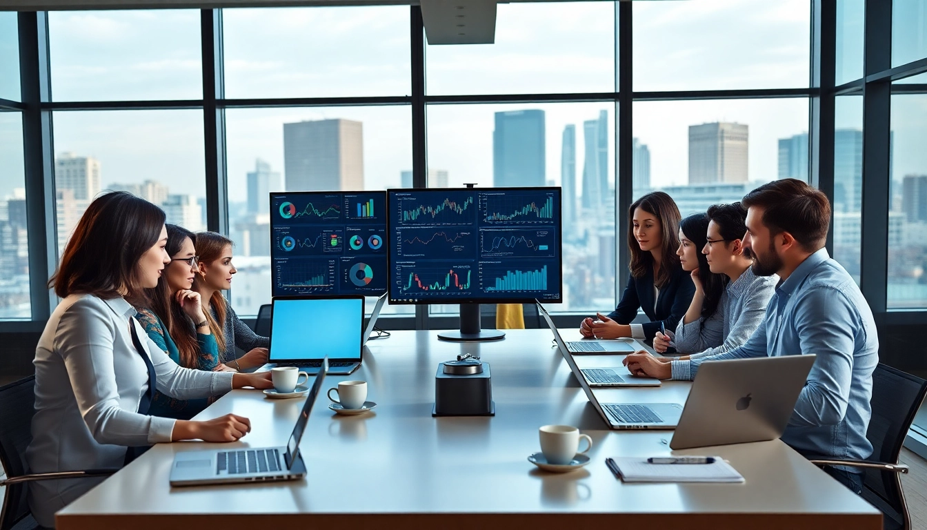 View of a team at https://www.maeden.com/en, collaborating on digital marketing strategies in a modern office setting.
