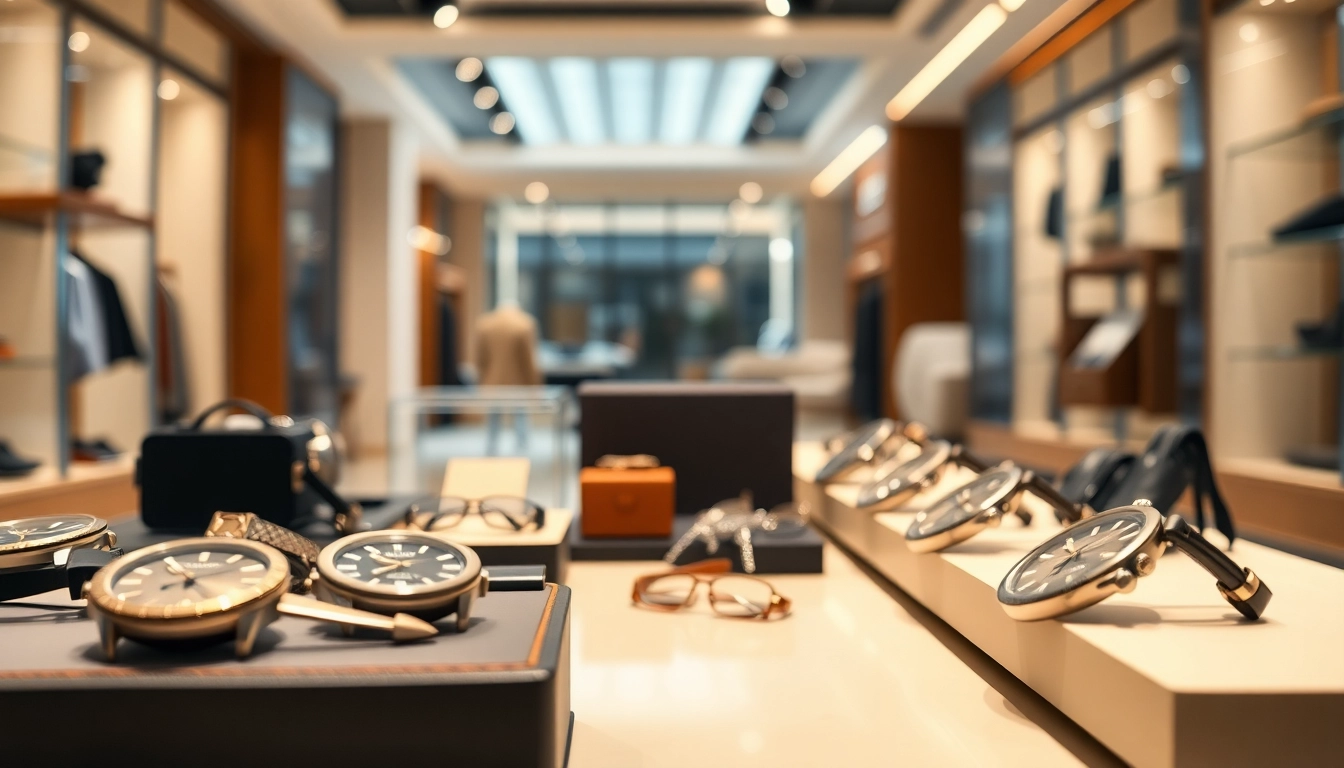 레플리카사이트의 다양한 제품을 선보이는 고급스러운 디스플레이