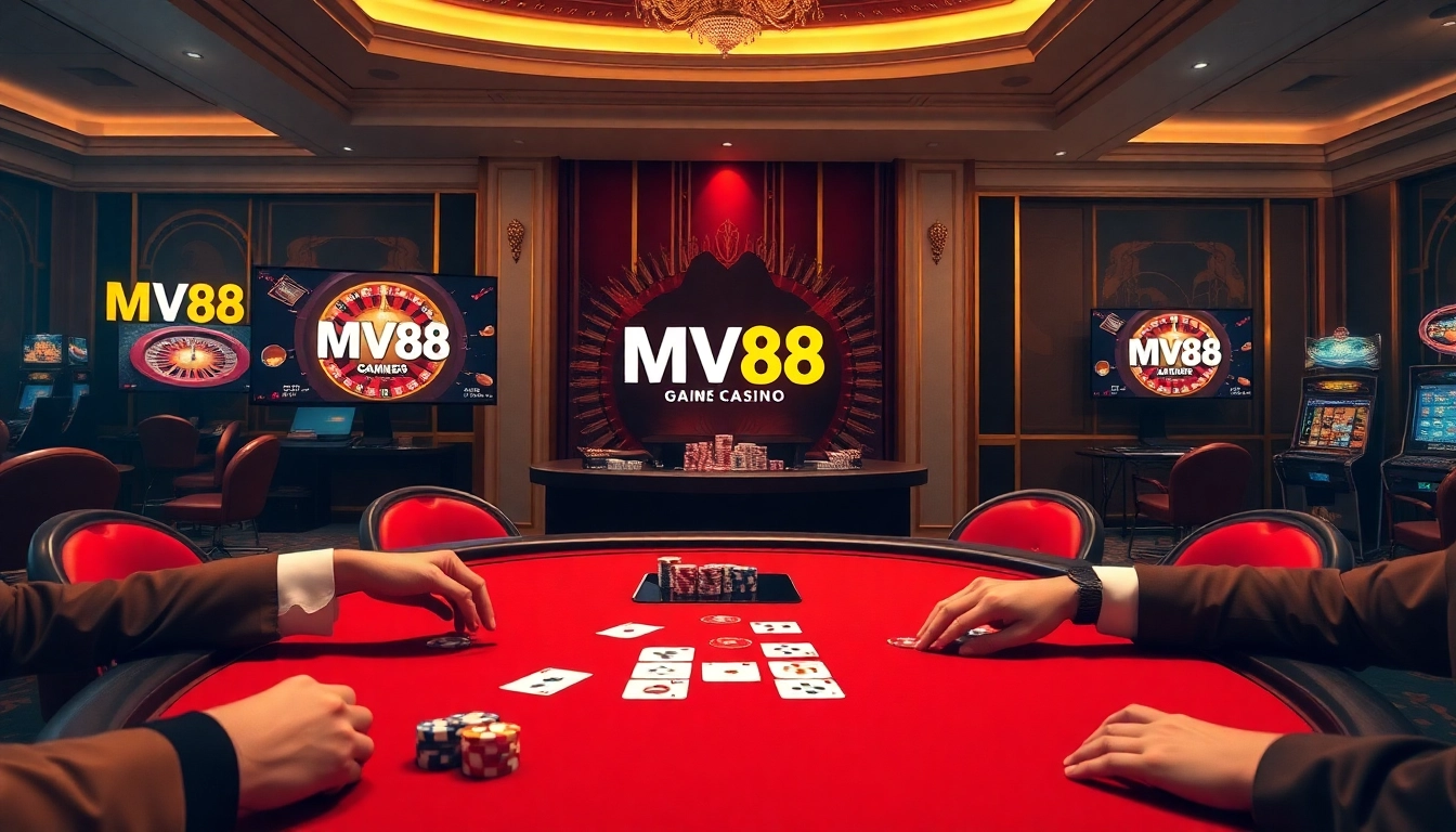 Experience the thrill of the MV88 game with vibrant casino elements and engaging gameplay visuals.