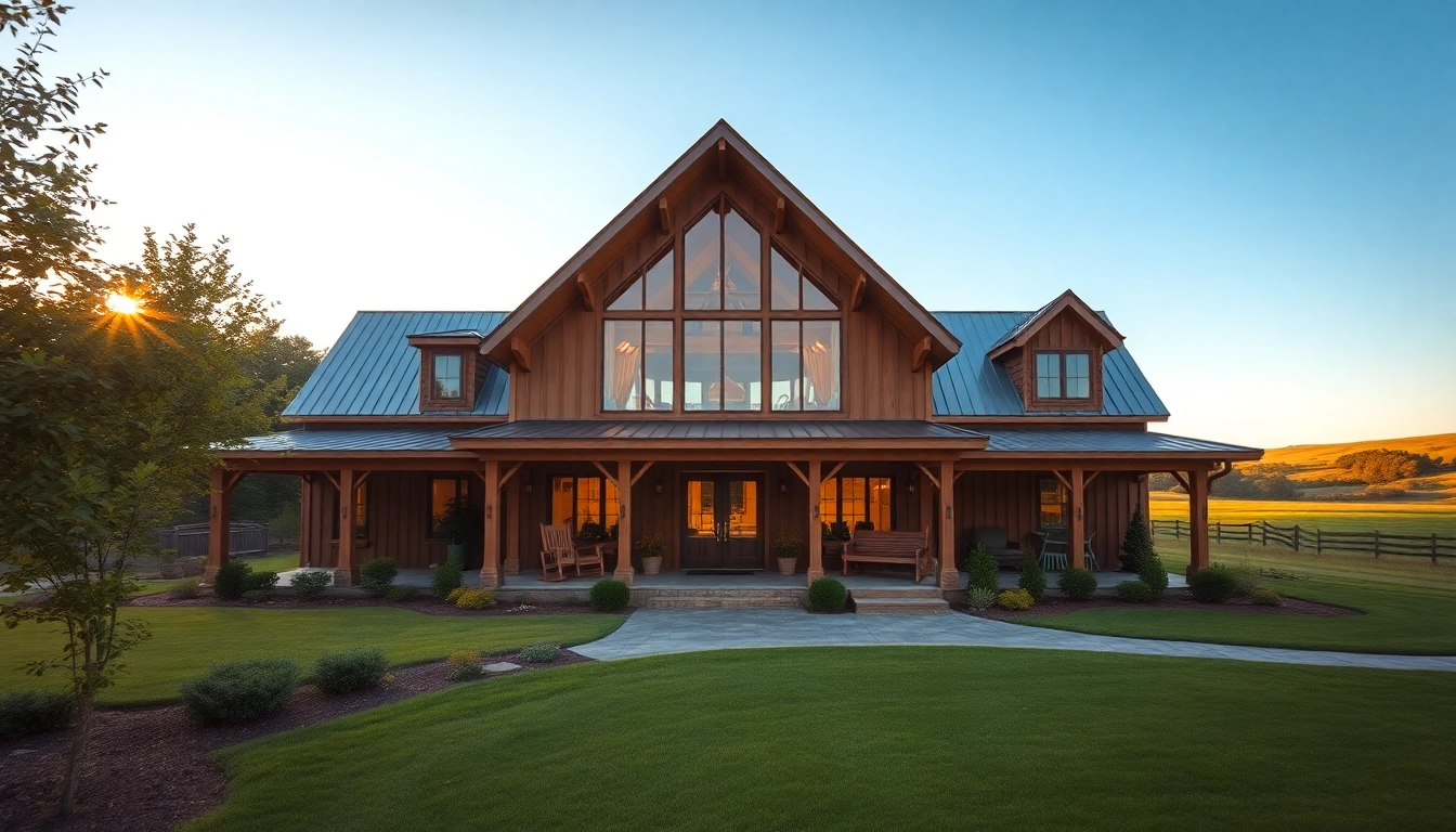 Canton Farmhouse showcasing modern rustic design with a welcoming porch in a serene landscape.