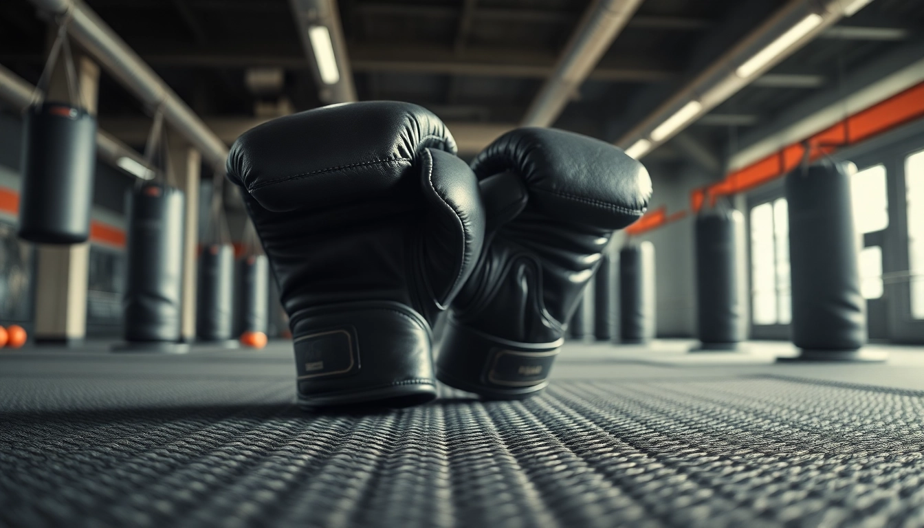 Hochwertige MMA gloves auf einer Trainingsfläche, die ihre Funktionalität und Robustheit hervorheben.
