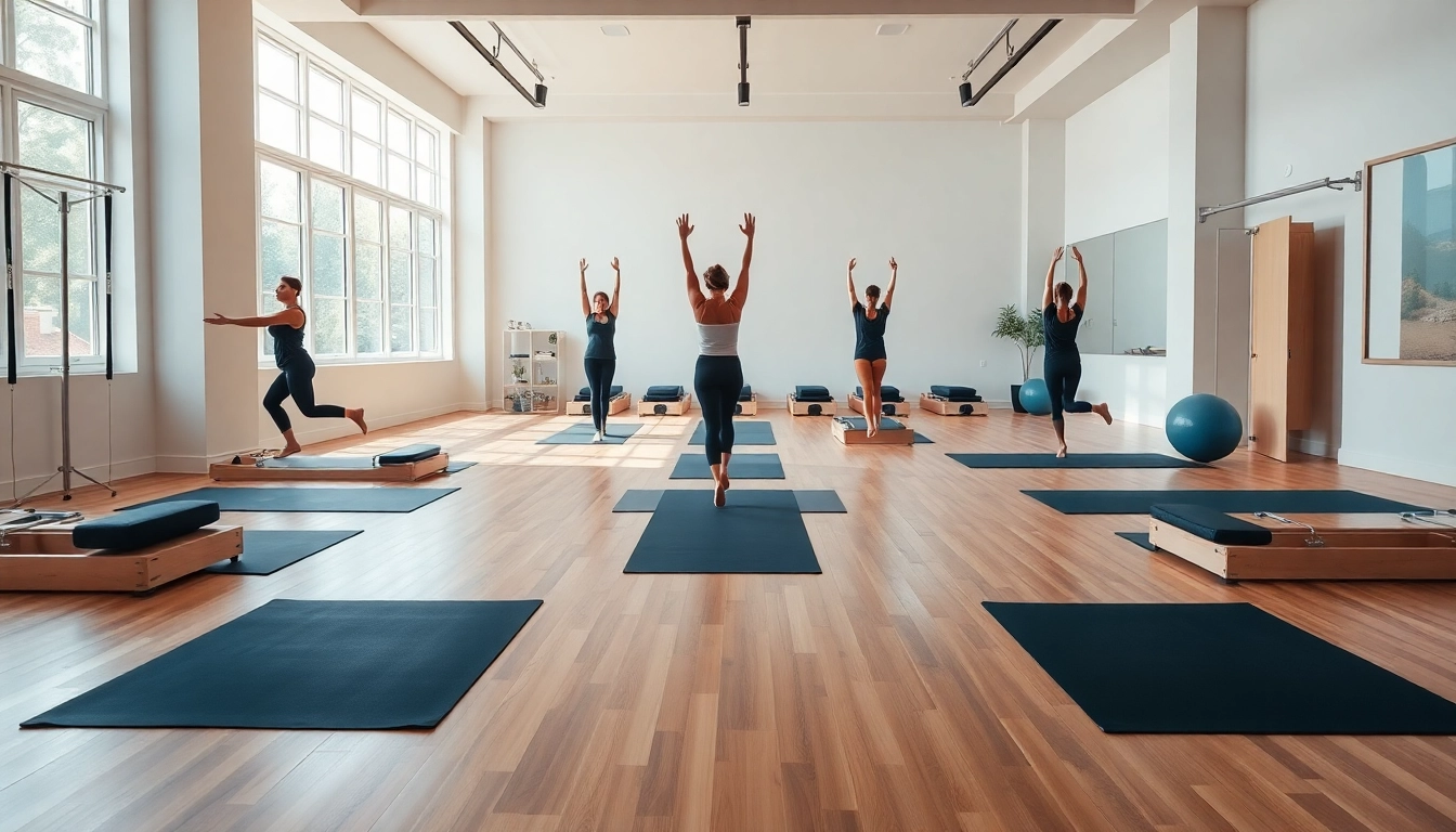 ピラティスのおすすめ: 静かなスタジオ環境とプロ仕様の機材を使い、練習している人々