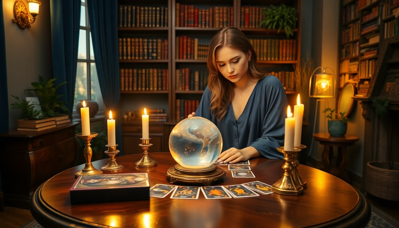 水晶玉とタロットカードを使用したプロの占いセッティングで、電話占い当たるの世界を探ります。