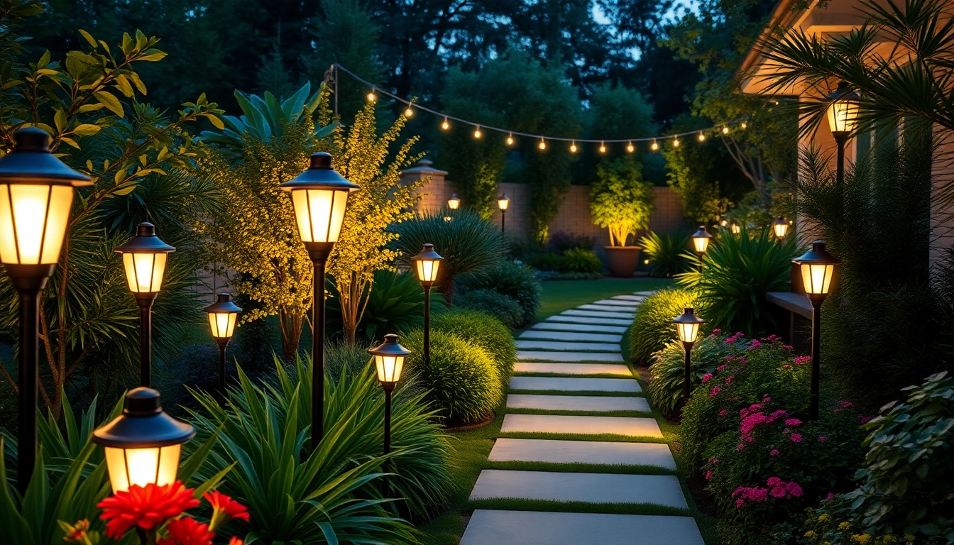 Tuinverlichting verlicht een prachtig aangelegde tuin met sfeervolle LED-lampen.
