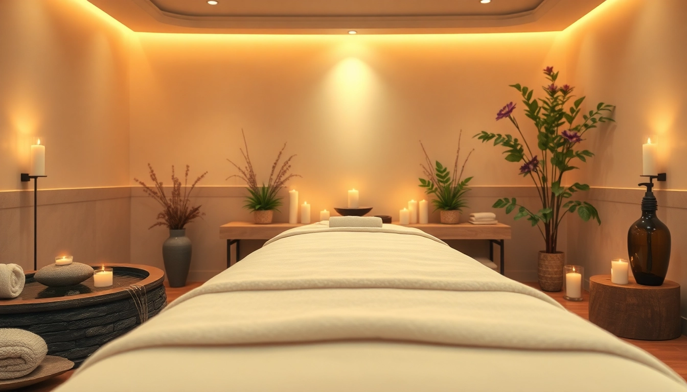 부산마사지 치료를 위한 편안한 분위기, 부드러운 조명과 진정되는 장식으로 구성되어 있습니다.