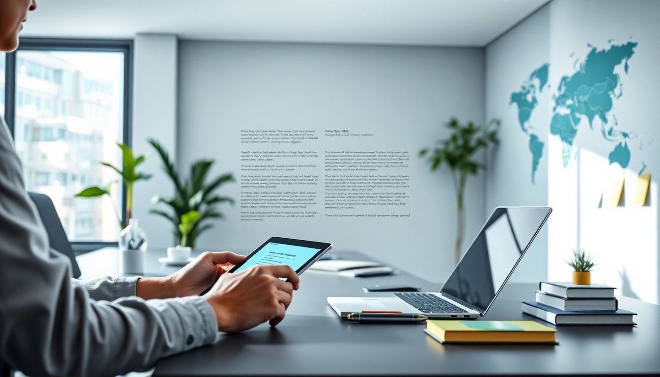 Innovative digital workspace showcasing 有道翻译's multilingual capabilities.
