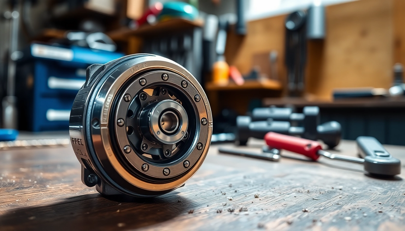 Freelock locking mechanism showcased with tools on a workshop bench.
