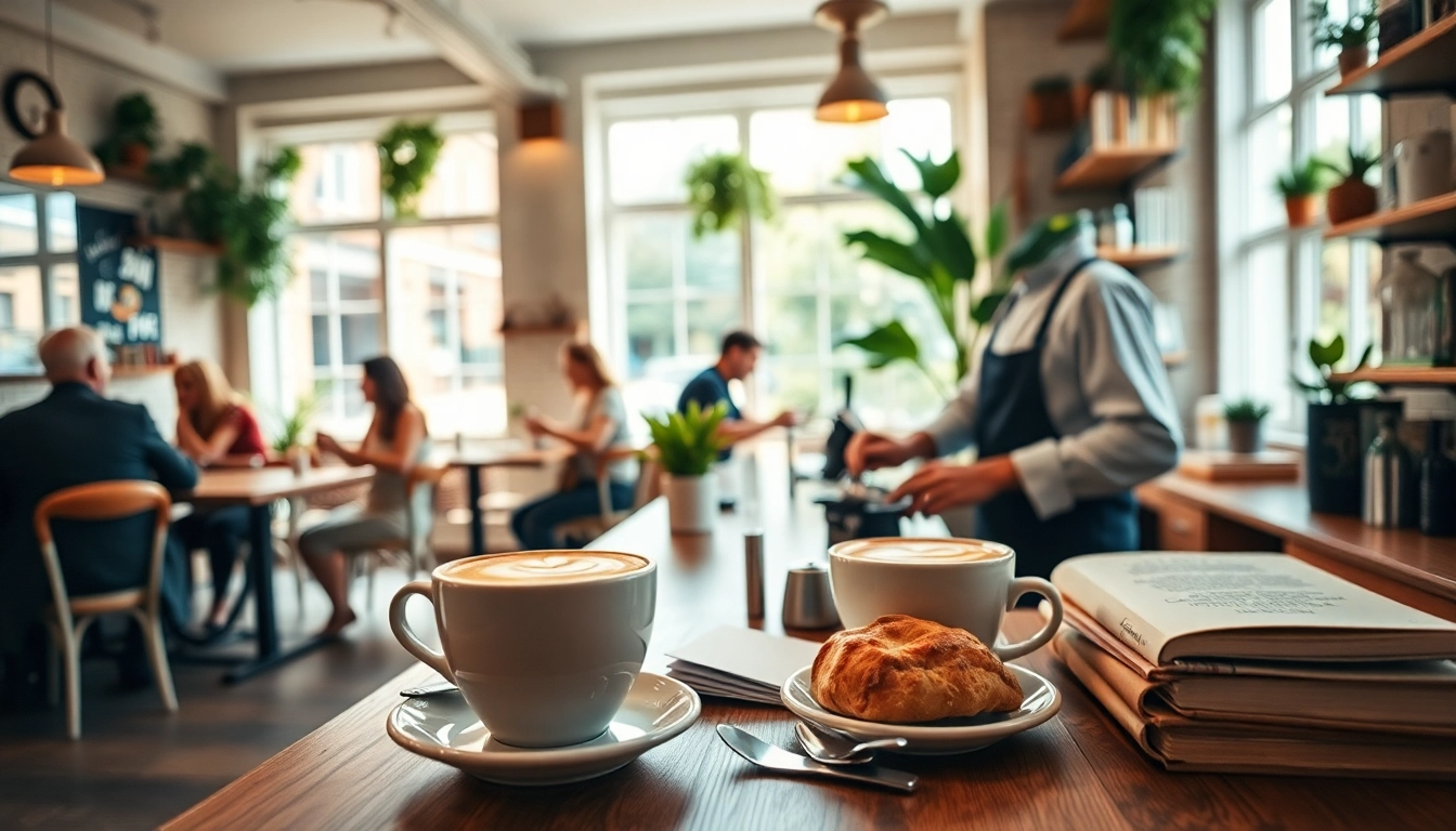 Explore vibrant moments in a UK Lifestyle Blog coffee shop scene with a barista crafting latte art.