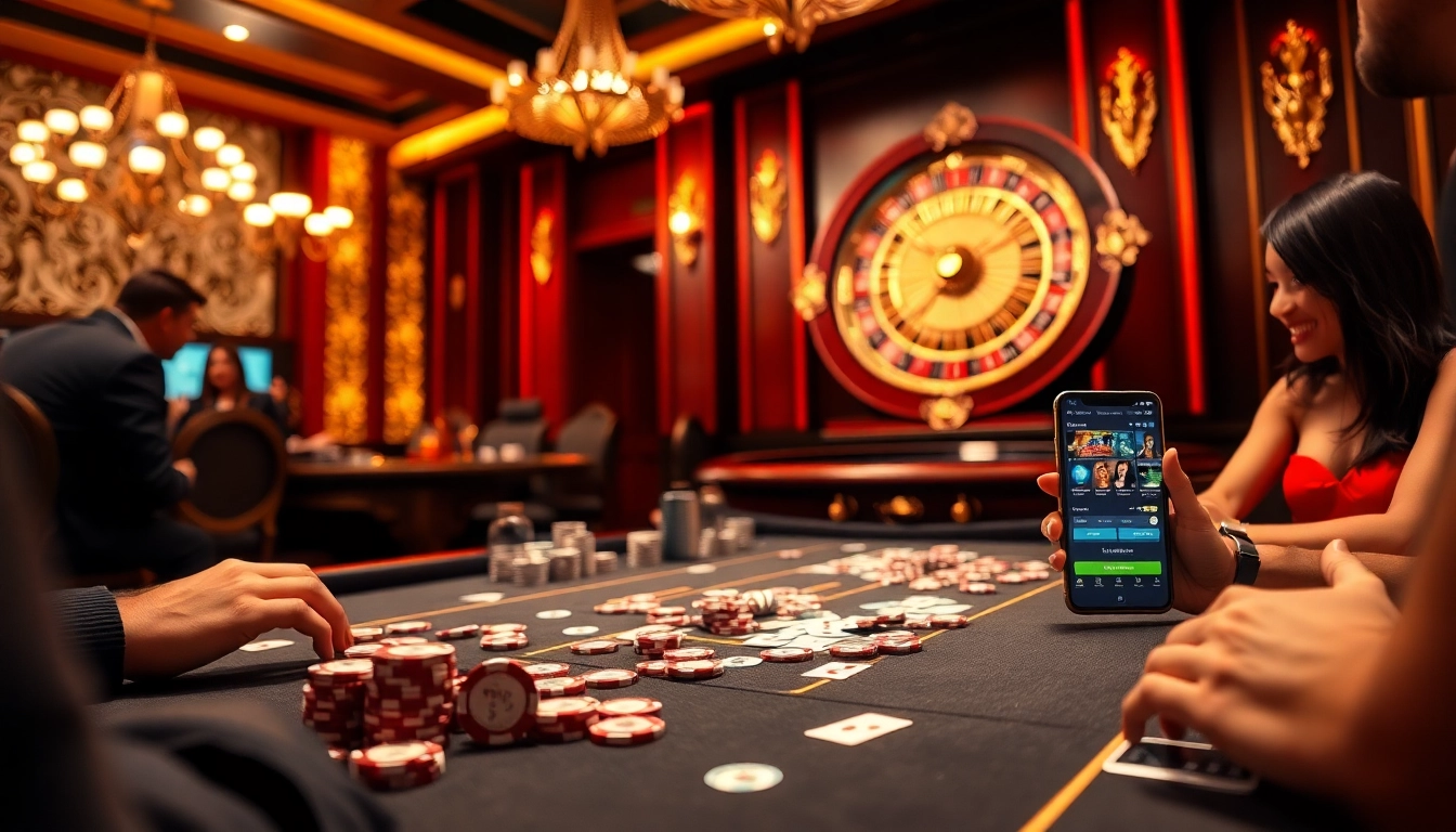 Experience the thrill of gaming at Jun 88, featuring vibrant poker chips and an elegant roulette wheel.