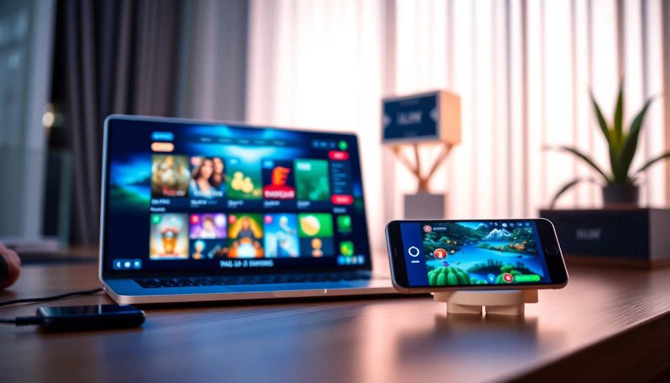 MM88 online gaming interface displayed on laptop and smartphone, showcasing security and user-friendly navigation.