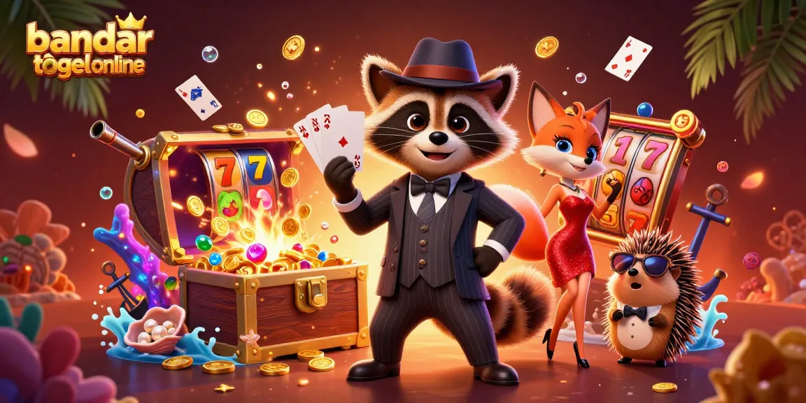 Engaging scene featuring stylish raccoon and companions showcasing bandar togel online excitement.